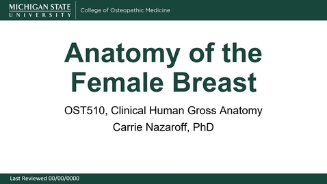Thumbnail for OST510 Anatomy of the female breast - Nazaroff