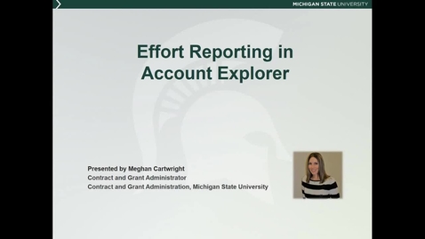 Thumbnail for Effort Reporting in Account Explorer (M. Cartwright)