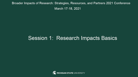 Thumbnail for entry SESSION 1: RESEARCH IMPACTS BASICS
