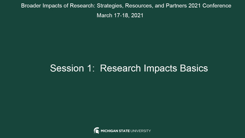 Thumbnail for SESSION 1: RESEARCH IMPACTS BASICS