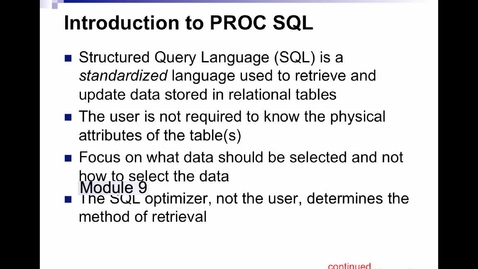 Thumbnail for HM824 Module-9-Introduction-to-Proc-SQL