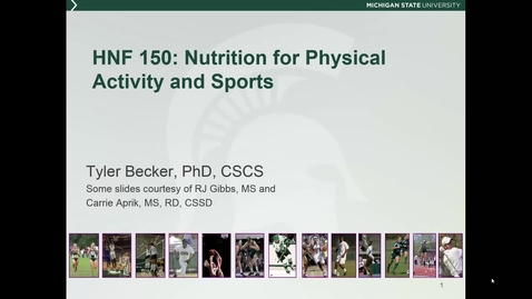 Thumbnail for entry HNF 150 - Mini lecture 6.7 - Nutrition for Physical Activity and Sports