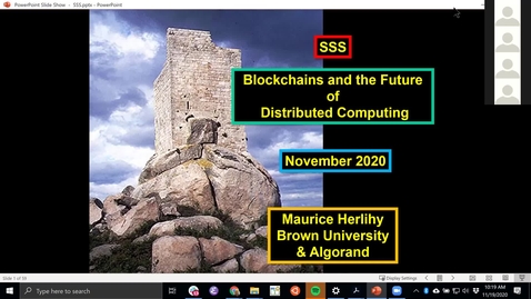 Thumbnail for entry SSS 2020: Day 2: Keynote 2: Blockchains and the Future of Distributed Computing by Maurice Herlihy