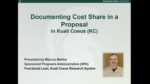 Thumbnail for Documenting Cost Share in a Proposal in Kuali Coeus