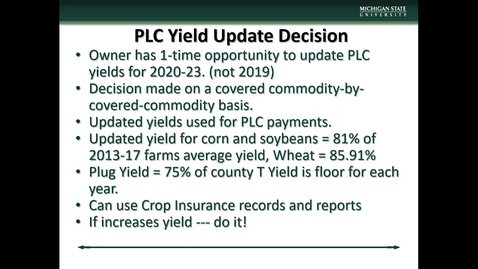 Thumbnail for entry (2) 2018 Farm Bill: PLC Yield Update Decision