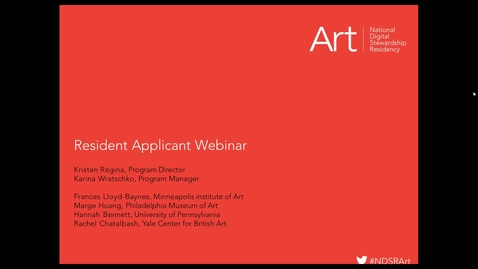 Thumbnail for NDSR Art Resident Application Webinar