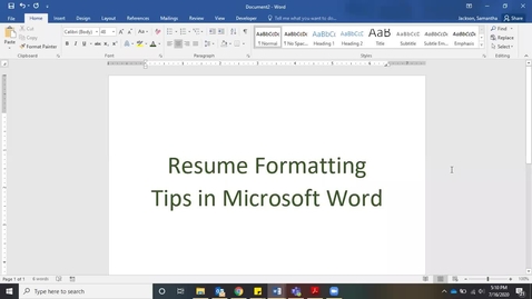 Thumbnail for entry Resume Formatting Tips in Microsoft Word