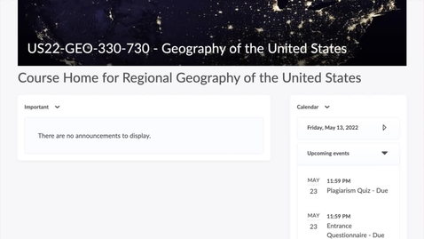 Thumbnail for entry GEO330: Getting Started in D2L (US22)