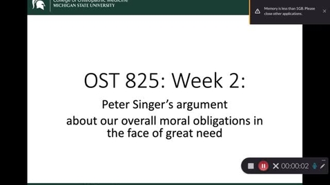 Thumbnail for entry OST 825: Week 2: Singer's argument