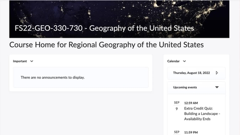 Thumbnail for GEO330: Intro to your Course Website in D2L