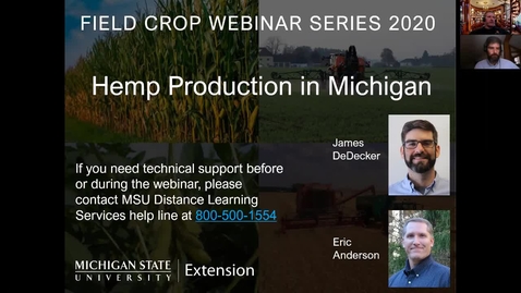 Thumbnail for Field Crops Webinar Series 3-23-20 Hemp Production in Michigan 