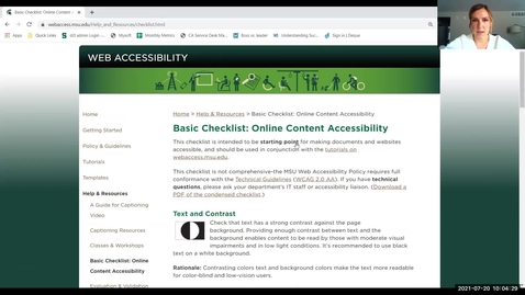 Thumbnail for entry IT Virtual Workshop - Accessibility Checklist (07.20.2021)