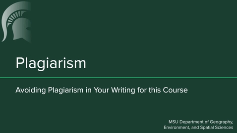 Thumbnail for entry onGEO: Plagiarism and How to Avoid It