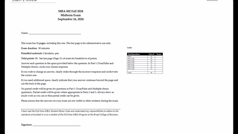 Thumbnail for MBA802 Exam 1 review