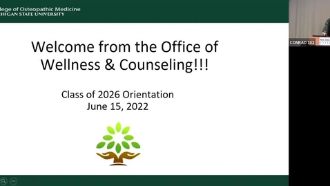 Thumbnail for entry COM2026 Orientation 6.15.22 Wellness and Counseling