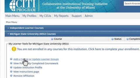 Thumbnail for CITI Programs training - Registration for Responsible Conduct of Research group