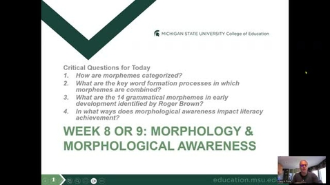 Thumbnail for entry CEP 345: Morphology &amp; Morphological Awareness