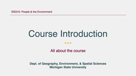Thumbnail for ISS310: Course Introduction Video