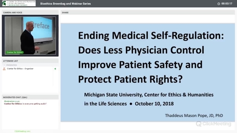 Thumbnail for entry Ending Medical Self-Regulation: Does Less Physician Control Improve Patient Safety and Protect Patient Rights?