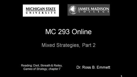 Thumbnail for entry Mixed Strategies, Lecture 2