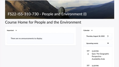 Thumbnail for ISS310: Intro to the Course Website in D2L
