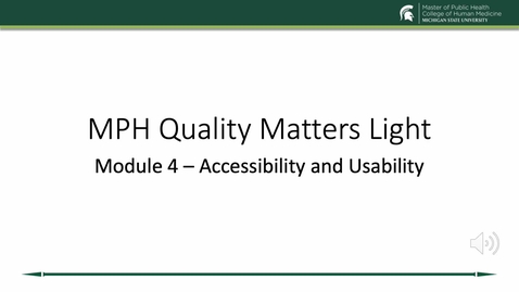 Thumbnail for entry Quality Matters Light Module 4 w Audio.mp4