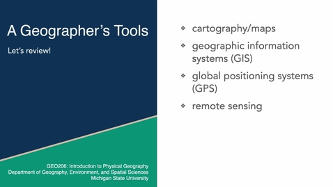 Thumbnail for entry GEO206: Let's Review: A Geographers Tools