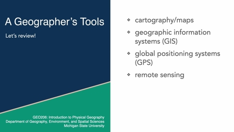 Thumbnail for GEO206: Let's Review: A Geographers Tools