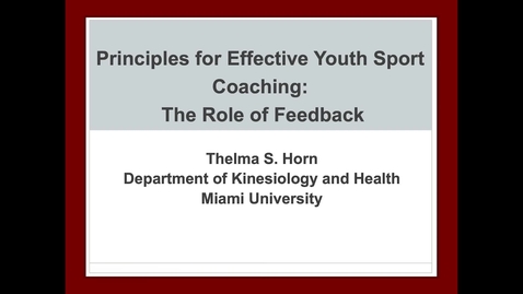Thumbnail for entry Thelma Horn &quot;Coaching Young Athletes&quot;