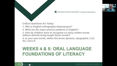 Thumbnail for CEP 345: Oral Language Foundations of Literacy Part 2