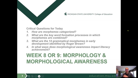Thumbnail for CEP 345: Morphology &amp; Morphological Awareness