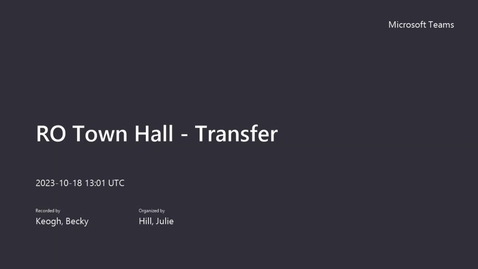 Thumbnail for Transfer - RO Town Hall 