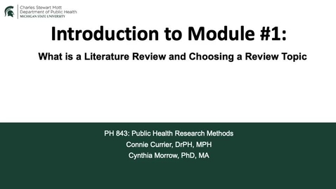 Thumbnail for PH 843 Introduction to module 1