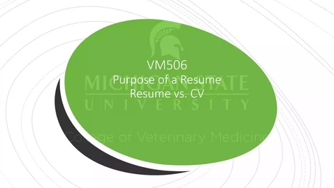 Thumbnail for entry VM506-Resume Video 1-Spring 2021