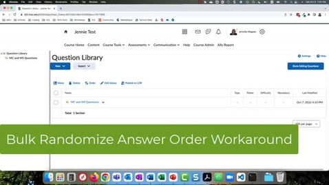 Thumbnail for Bulk Randomize Answer Order Workaround for Multiple Choice / Multiple Select Quiz Questions in D2L