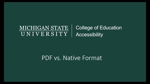 Thumbnail for PDF vs Native Format Video Tutorial