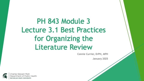 Thumbnail for PH 843 Module 3.1.1 Organizing your lit review