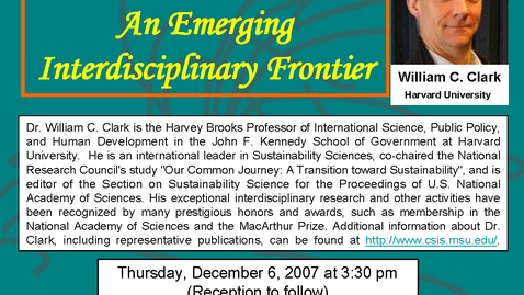 Thumbnail for 2007 Rachel Carson Lecture by William Clark