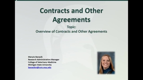 Thumbnail for entry Contracts and Other Agreements: Overview (M. Banasik)