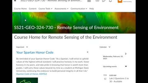 Thumbnail for entry Geo324v: How to view your grade and Instructor's feedback in Assessments programmed as D2L Quizzes