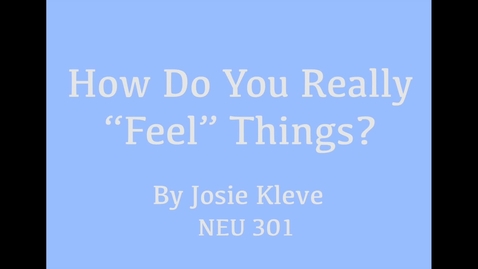 Thumbnail for entry How Do You Really &quot;Feel&quot; Things?
