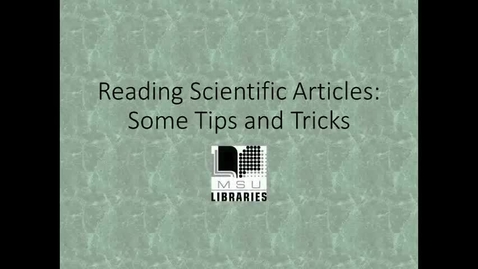 Thumbnail for entry Reading Scientific Articles