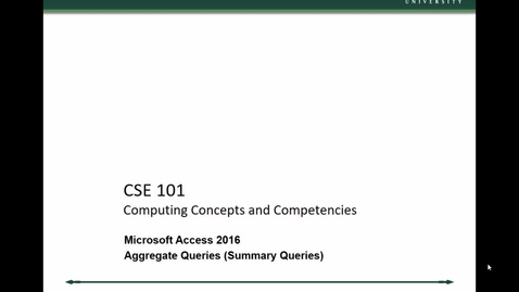 Thumbnail for entry CSE101.24-02 Aggregate Query (Basic with Group By)
