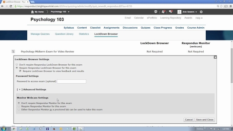 Thumbnail for entry Preparing a Quiz for Use with Respondus LockDown Browser in D2L