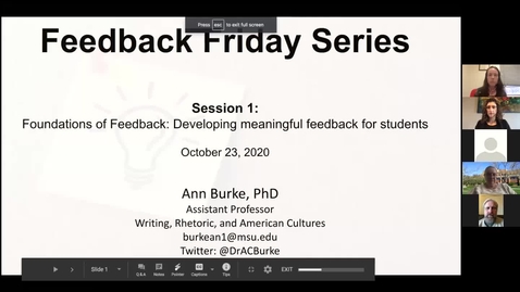 Thumbnail for entry Friday Feedback Sessions 10.23