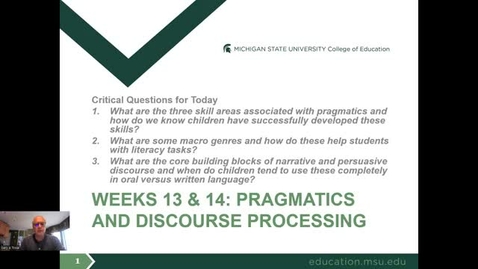 Thumbnail for entry CEP 345: Pragmatics &amp; Discourse Processing Part 1