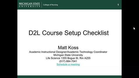 Thumbnail for D2L Course Setup Checklist