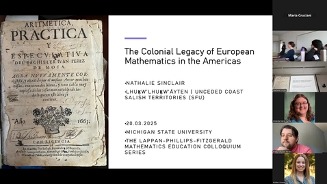 Thumbnail for Clip of Math Ed Colloquium_Nathalie  Sinclair_March2025