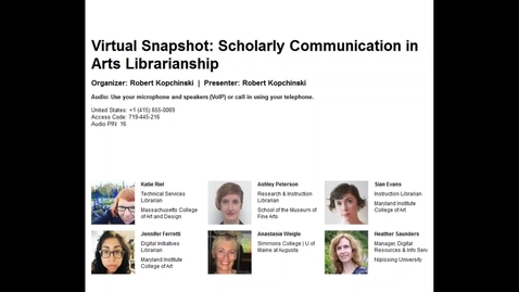 Thumbnail for entry Virtual Snapshot: Scholarly Communication in Arts Librarianship