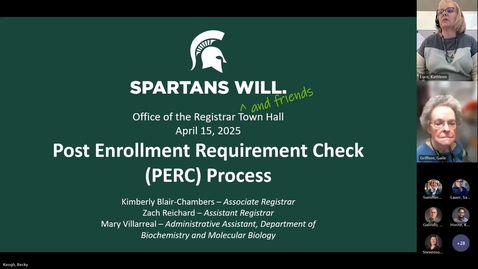 Thumbnail for Post Enrollment Requirement Check (PERC) - RO Town Hall